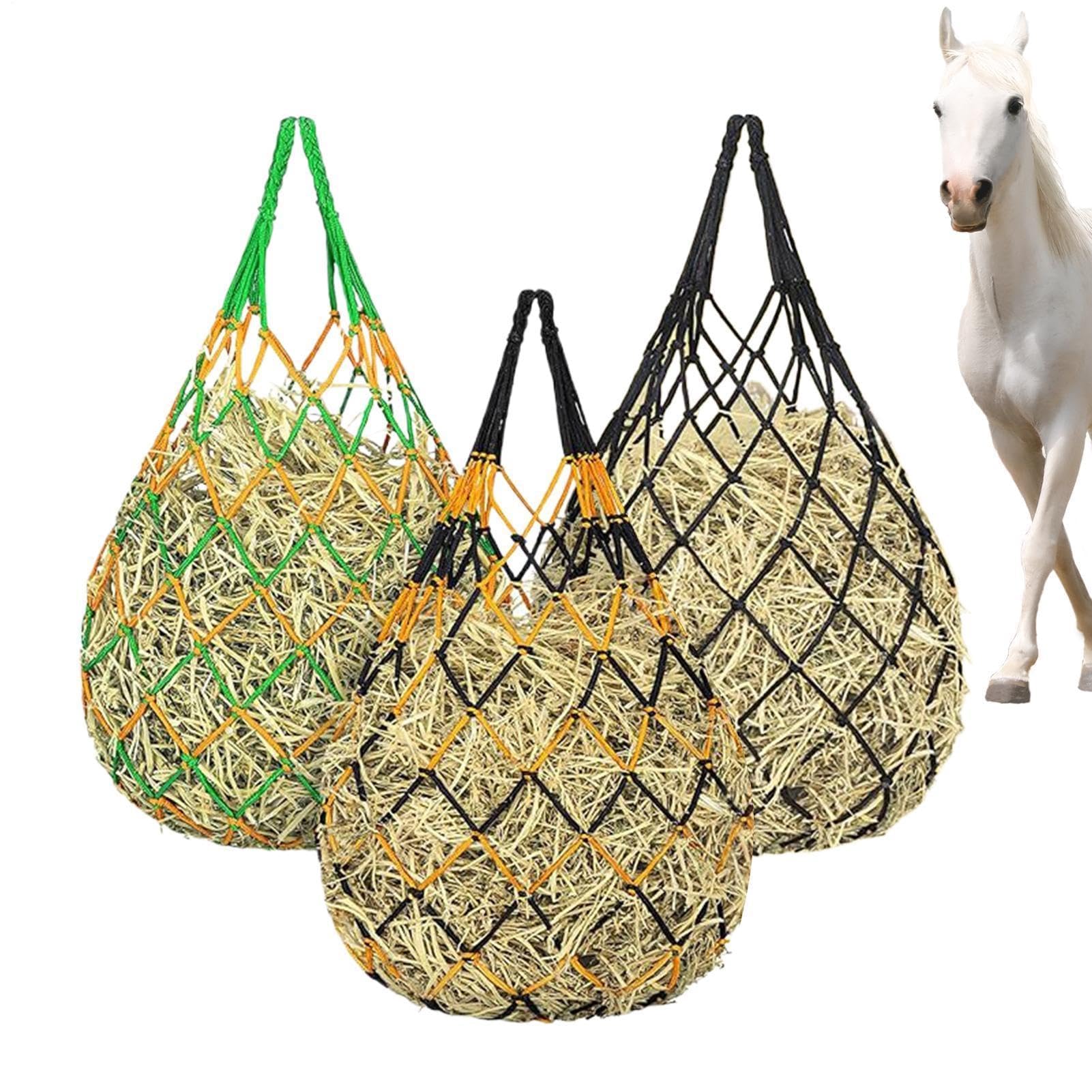 Muiltvoe Horse Hay Feeder Bag - Breathable Heavy-Duty Large Capacity | Goat Hay Feeder Mesh | for Goat Sheep Stalls Fences Trailers Stables Pastures Barn