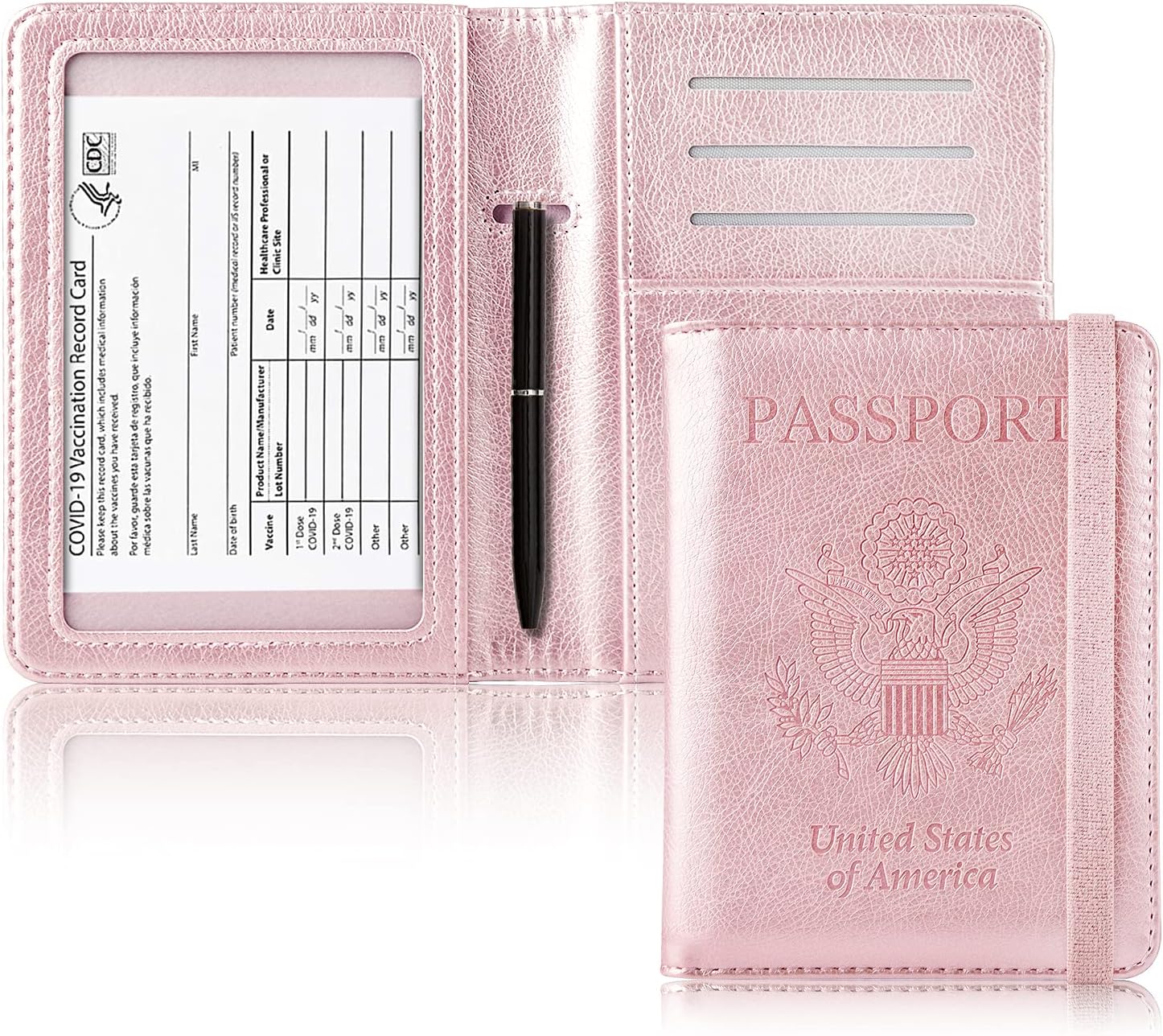  | Passport and Vaccine Card Holder Combo,Anbelideb Passport Holder with Vaccine Card Slot,Passport Cover come with Vaccination Card Protector,Travel Passport Wallet (Rose gold) | Passport Covers