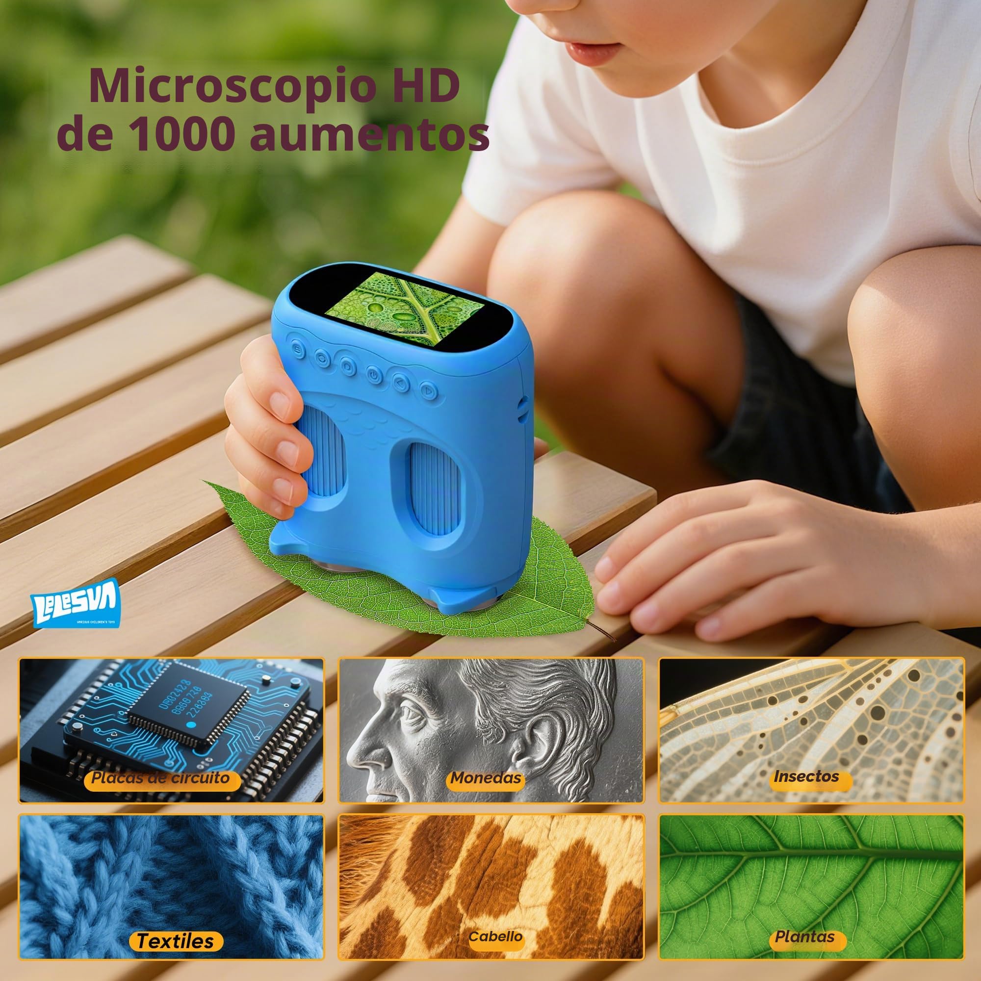 Microscopio y telescopio 2 en 1, Mini microscopios portátiles de Bolsillo 1000X, telescopio de 1000 m para niños, telescopios Infantiles con 1920P, Grandes Juguetes de Ciencia de Actividad Stem