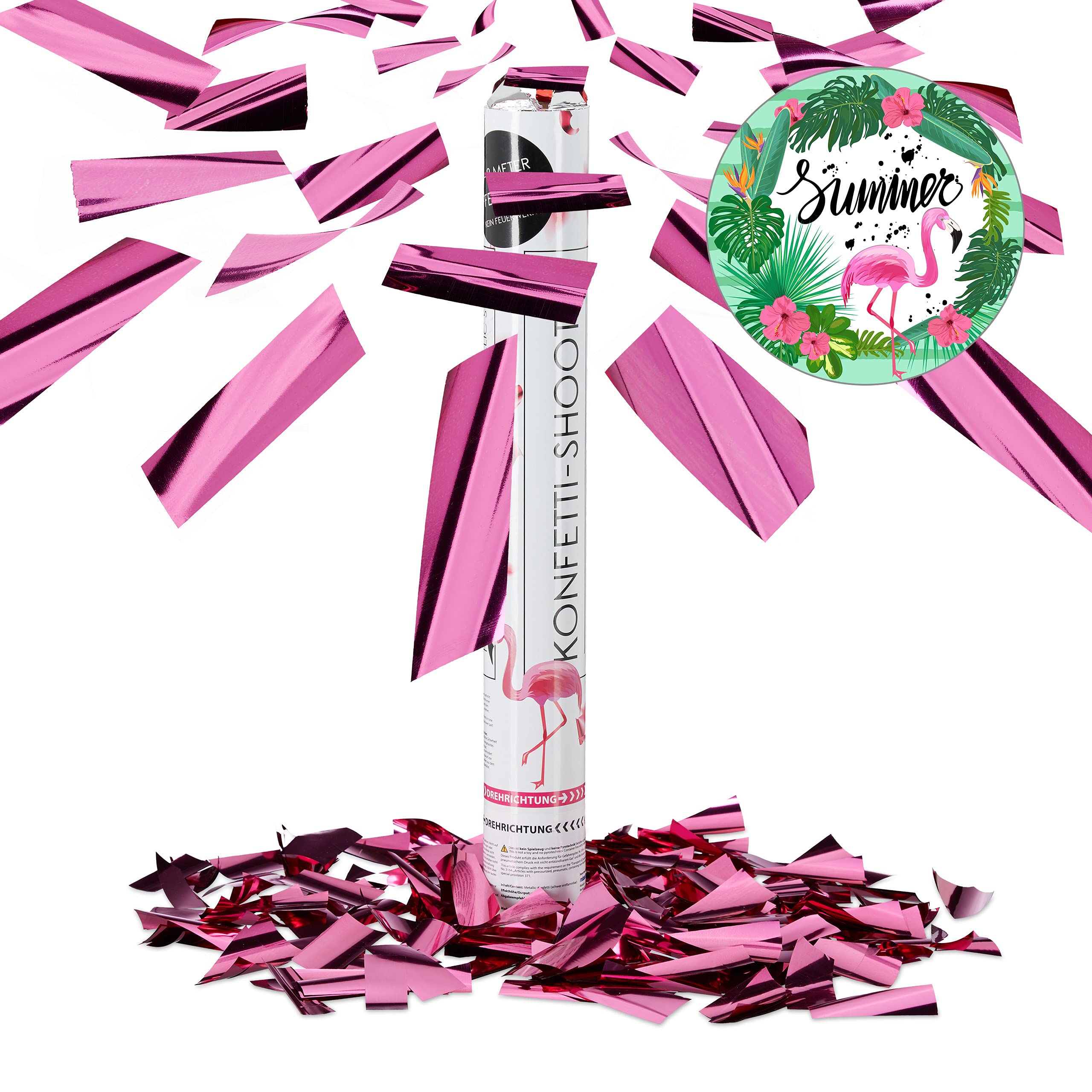 Relaxdays Set da 5 Cannoni Sparacoriandoli Rosa, 40 cm, Addio al Nubilato, Compleanni, Carnevale, Feste