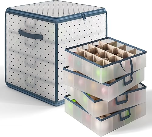 Miniatura 8 de Hearth  Harbor Caja de almacenamiento grande de adornos de Navidad con separadores ajustables contenedor de almacenamiento de adornos de plástico