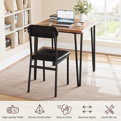 Miniatura 3 de Juego de mesa de comedor pequeña para 2 personas con sillas tapizadas, mesa de comedor y sillas de cocina, juego de 2 piezas, moderno juego de