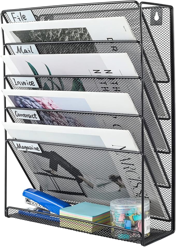 Office Supplies Mail Mesh Hanging/Lateral/Vertical Metal File Holder KimKart File Wall Mounted