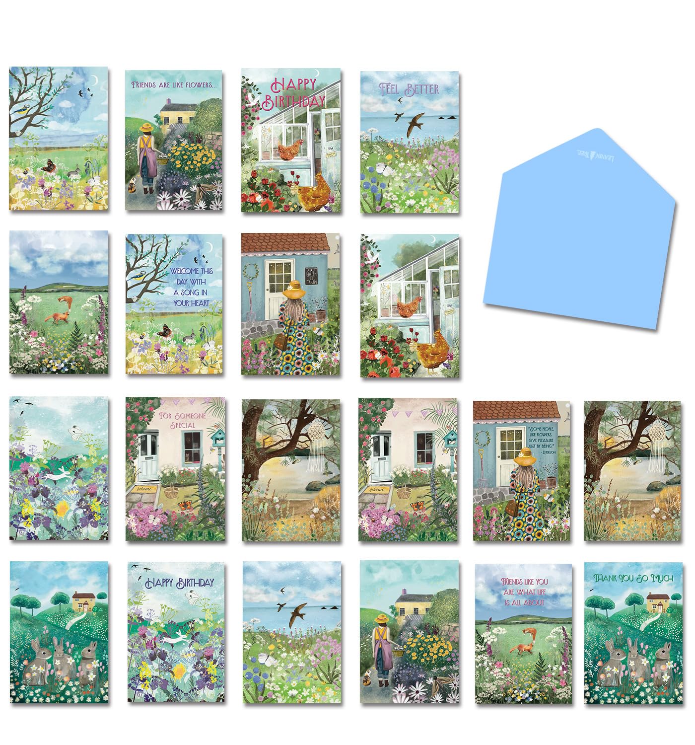 Leanin' Tree, The English Countryside, tarjetas en blanco y sobres, caja surtida de tarjetas de felicitación, tarjetas surtidas, caja de tarjetas (20 tarjetas, 22 sobres)