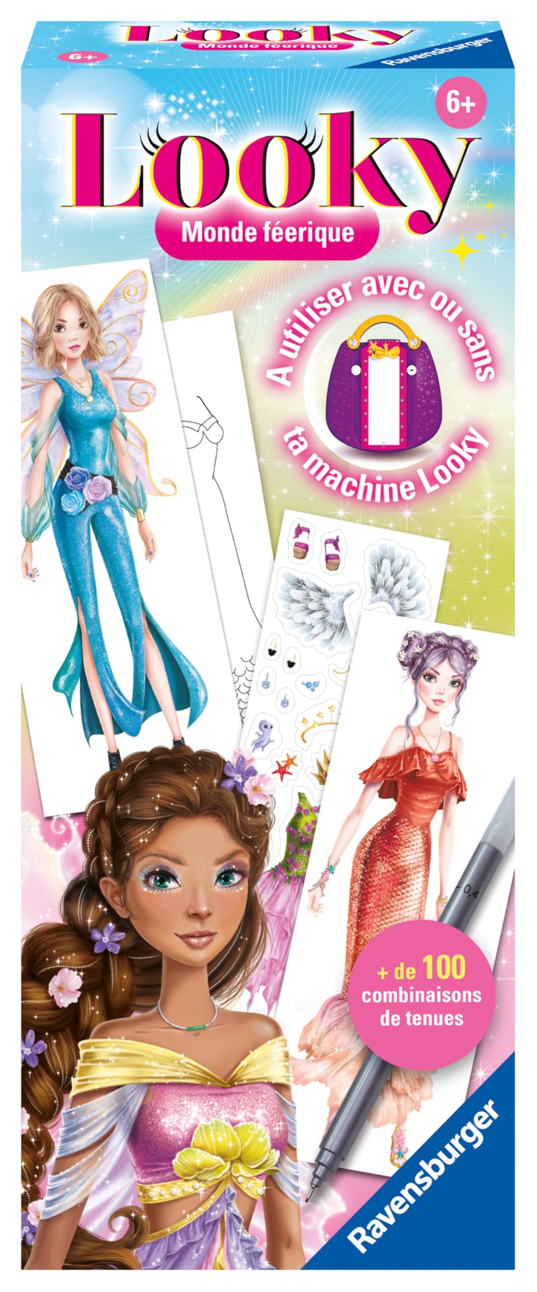 Ravensburger Looky Fairy World - Do użytku samodzielnie lub z wyglądem maszynowym - Kreatywny wypoczynek - Projektowanie mody - Stylizacja - Relaksująca i kreatywna aktywność - od 6 lat - 23872 -