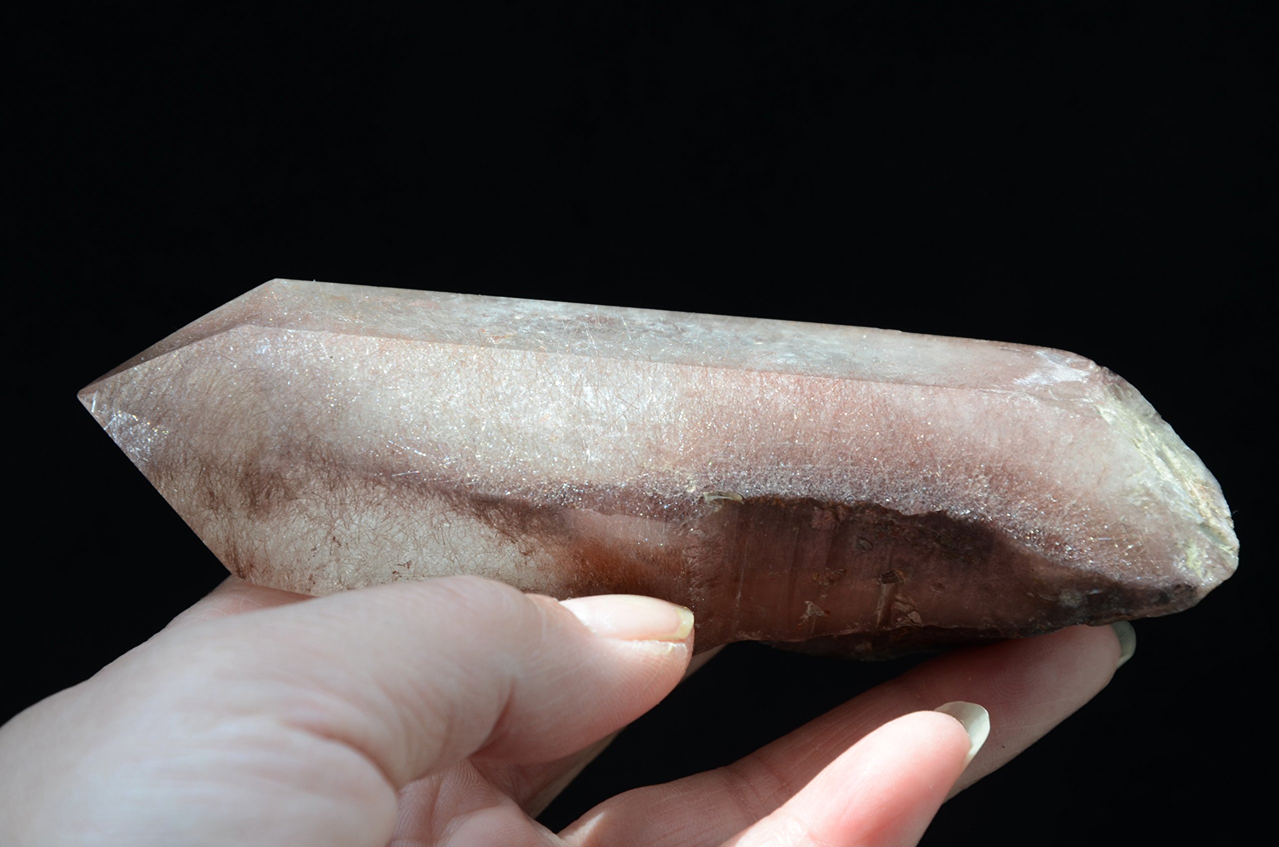 Real Tibet Himalayan High Altitude 6 Sided Single Terminated Gold Rutilated Crystal Point Quartz Wand 4.72 inch Spiritual Crystal Specimen