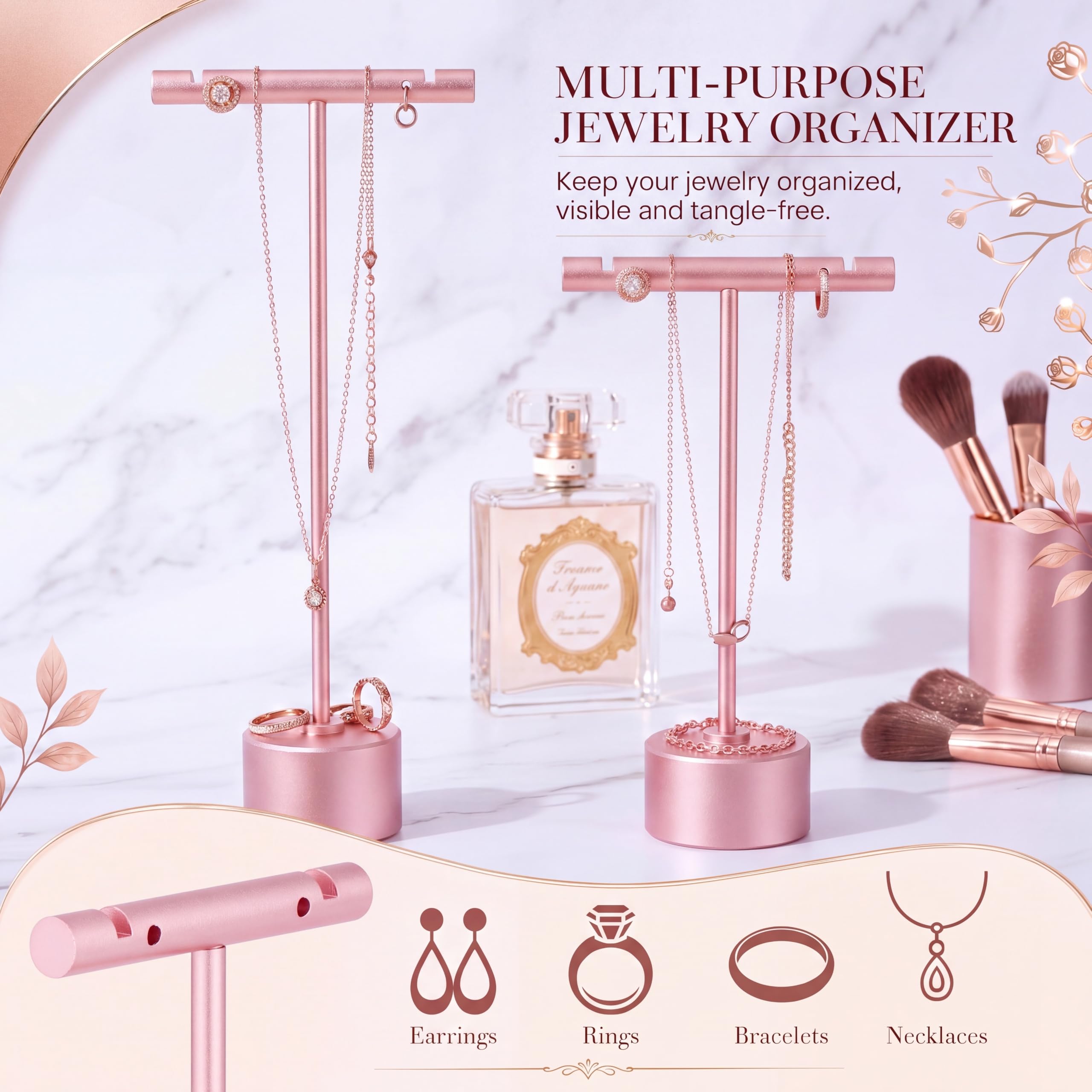 Kigeli Lot de 6 présentoirs amovibles en métal pour boucles d'oreilles - Pour la vente d'accessoires de photographie (or rose)