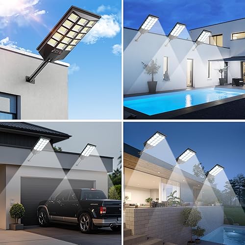 Miniatura 7 de Luces solares para exteriores para exteriores, luces solares impermeables para exteriores, 6500 K del atardecer al amanecer, luces de inundación de