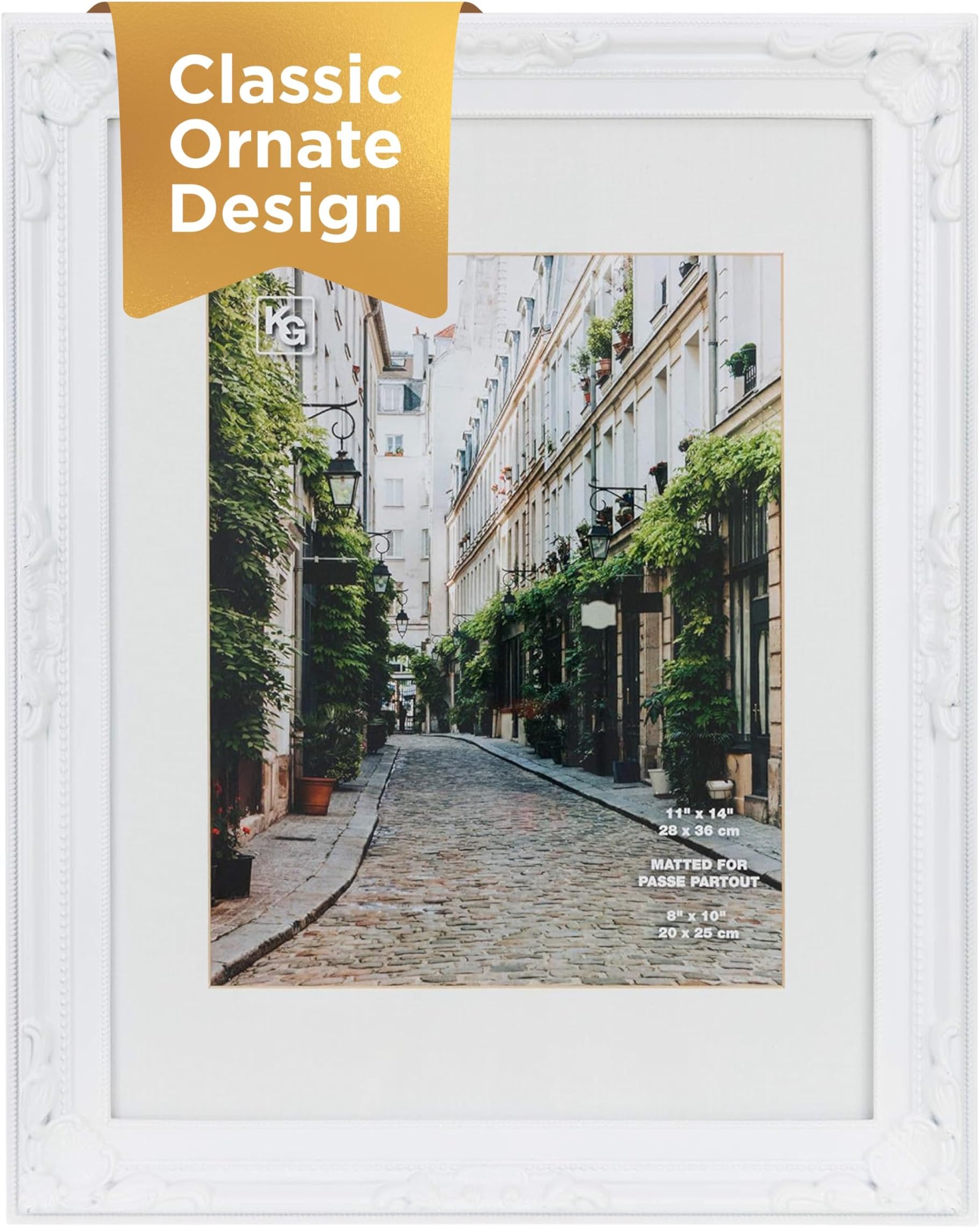 kieragrace KG Georgia Photo Frame - White, 11" x 14" Matted For 8" x 10" Photo