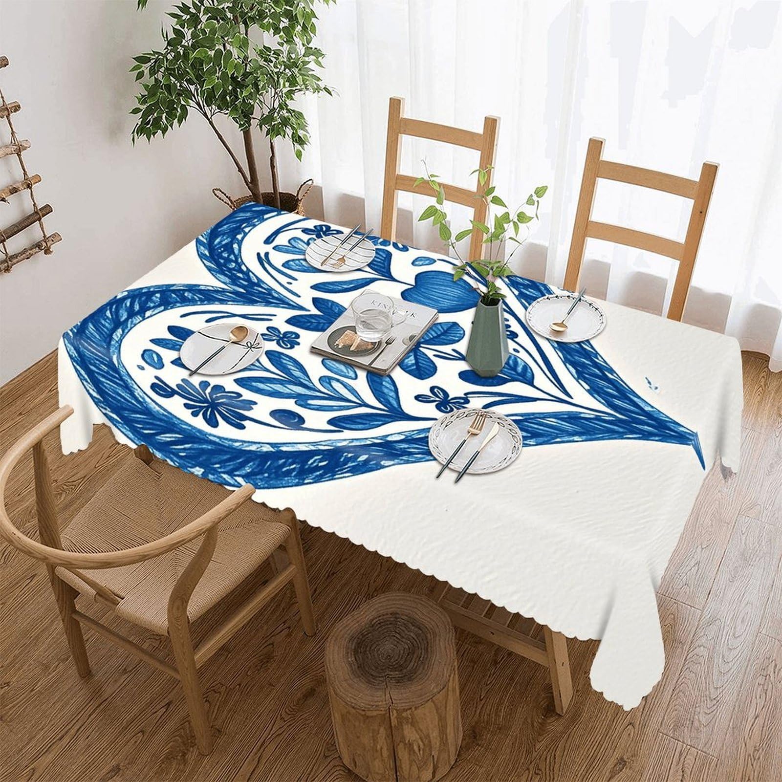 LZQPOEAS Hand Drawn Heart Tablecloth Rectangle Table Cloth Decorative Fabric Table Cover Waterproof Seasonal Table Cover Wrinkle Resistant Washable Table Cloth for Party Picnic Dinner Decor 60"x86"