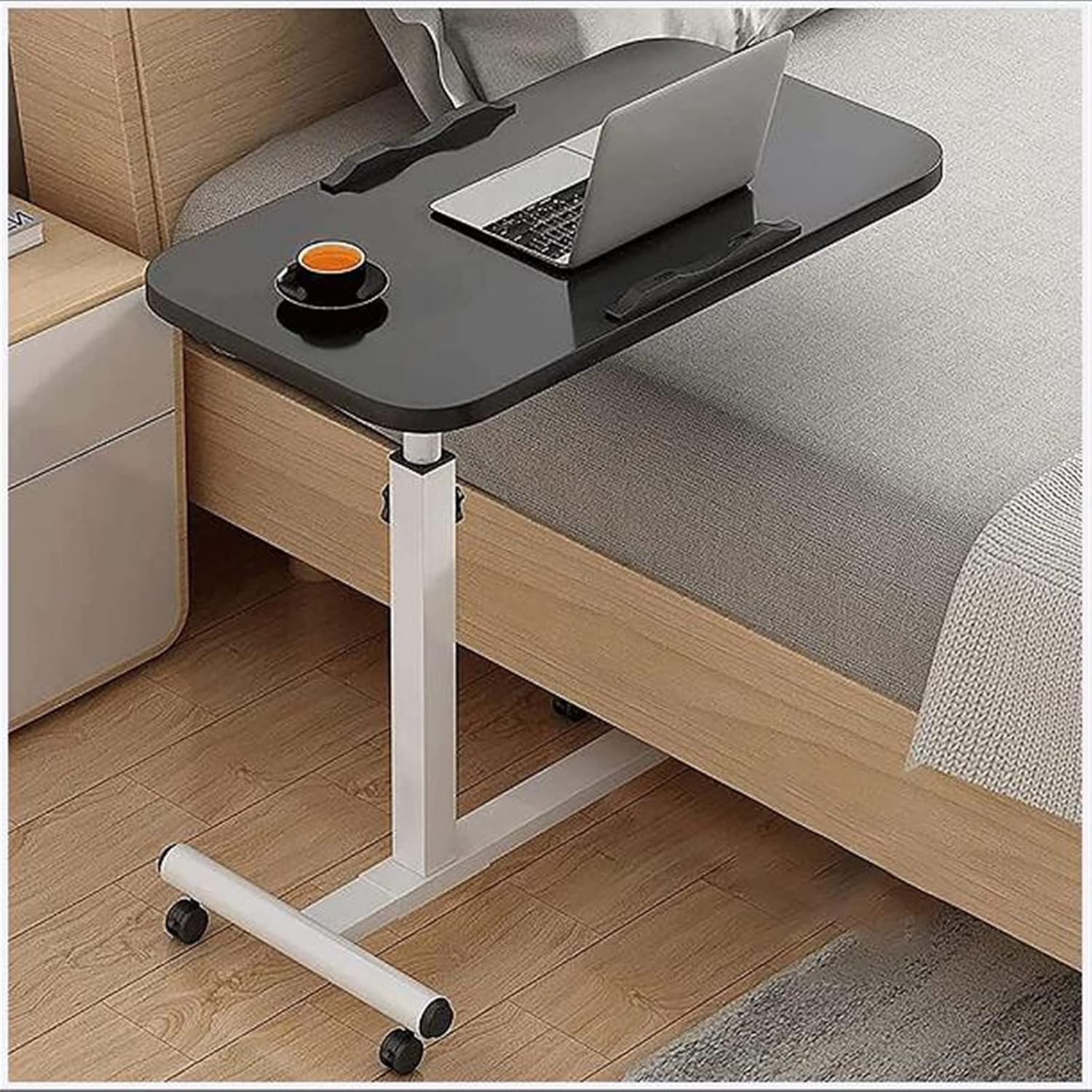 DDIOA Mobile Overbed Table with Wheels，Portable Over Bed