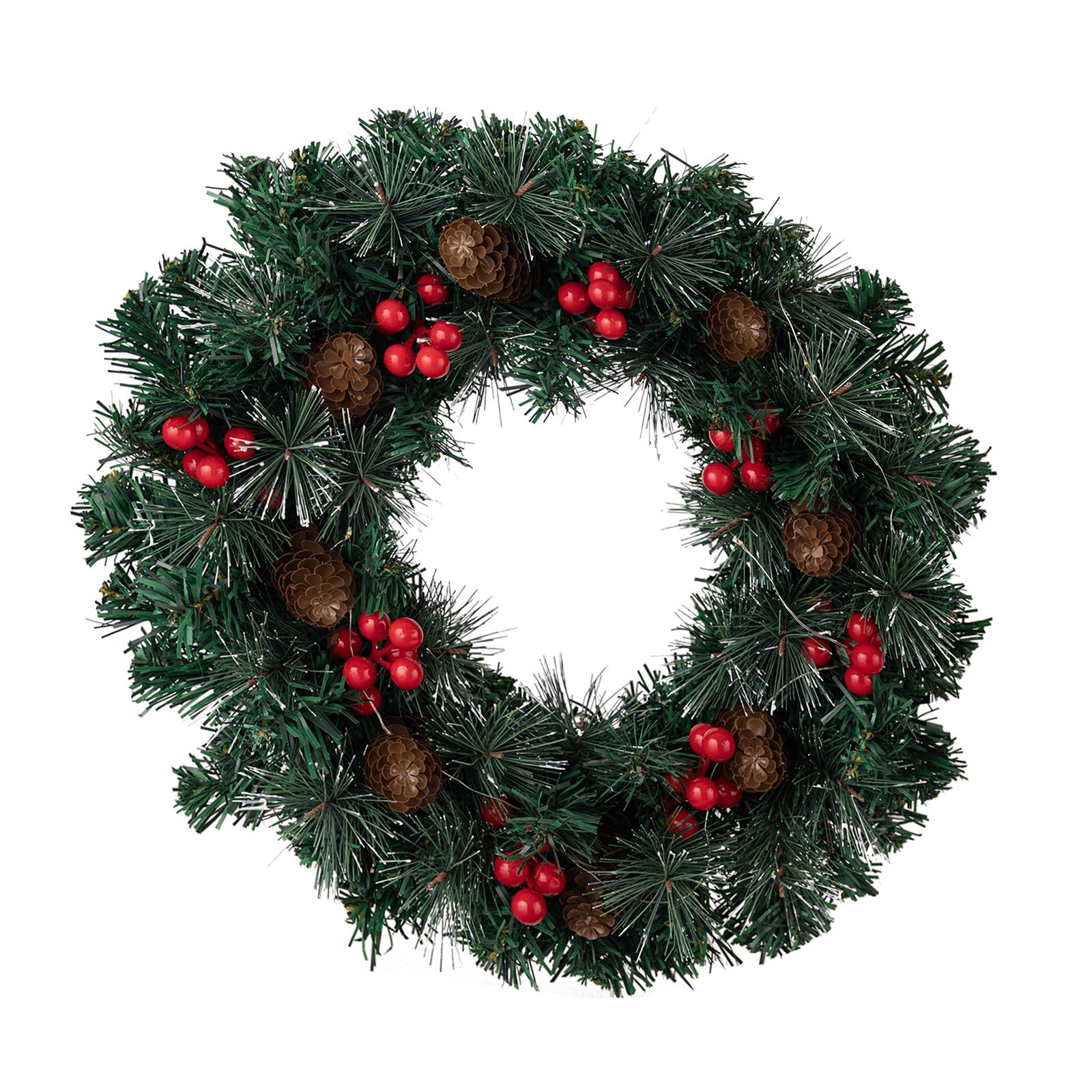 Buxuaaaa Christmas Wreath Decorations for Front Door with Berries Pinecones Pine Needle Door Wreath for Home Wall Window Porch Pinecones