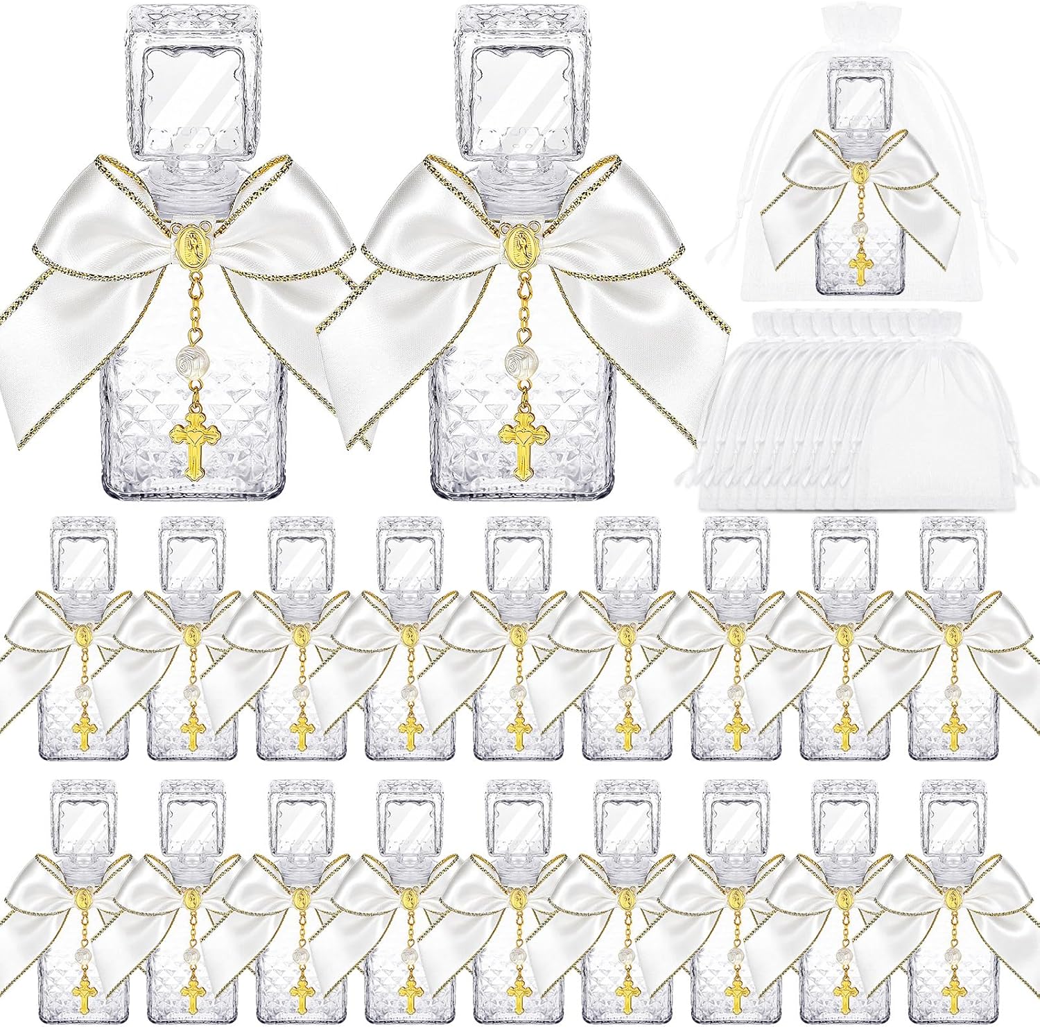 Chuangdi 40 Pcs 20 Set Water Bottles Baptism Favors 50ml Empty Glass Container with Cork for Guest First Communion Church Wedding Party Favors Jerusalem Gifts Catholic Christian