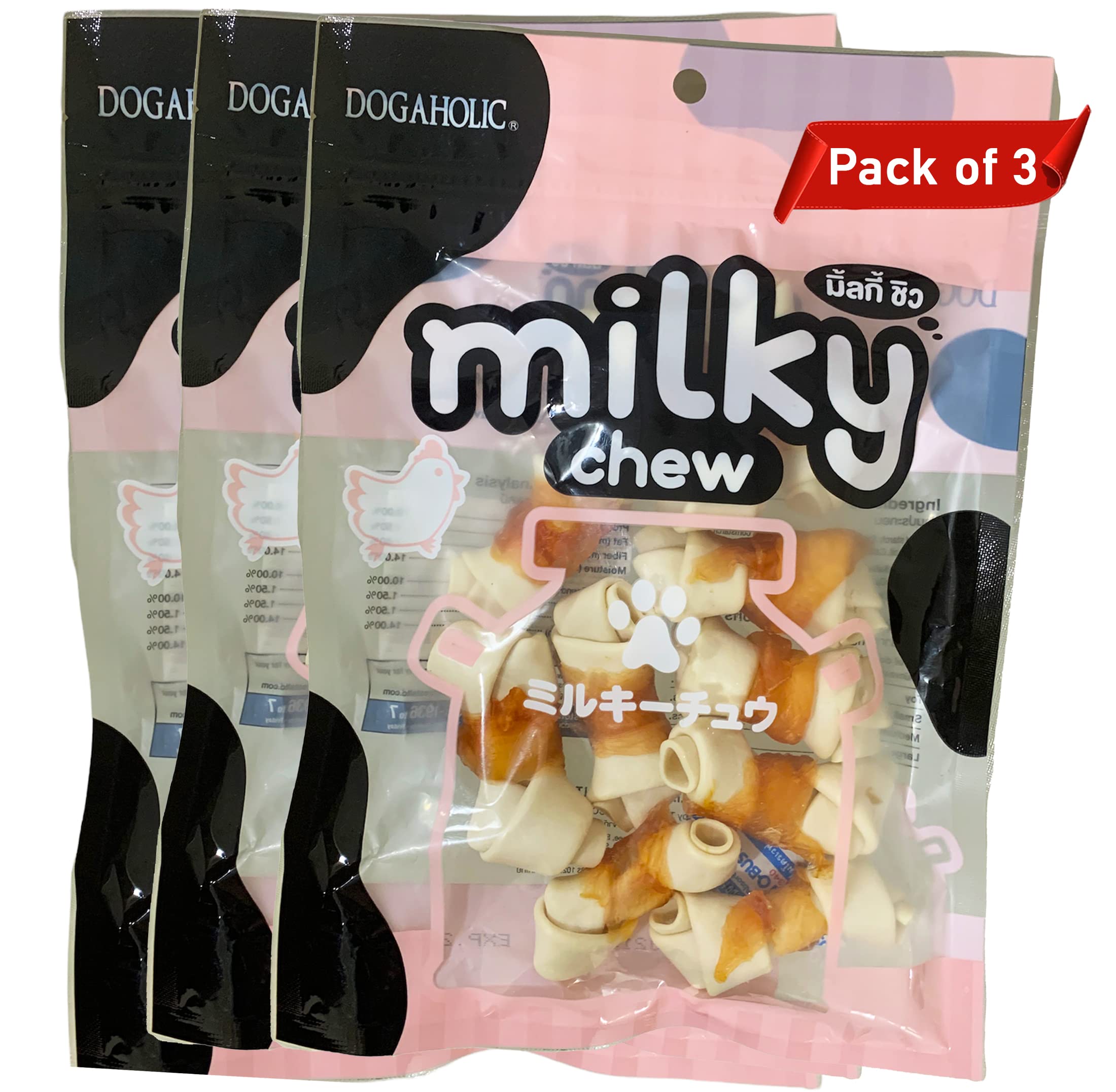 For The Fur Kids Dog Treats: Dogaholic Milky Chew Pet Treats (Chicken Bone Style, Pack of 3) (B09WRJDSZ6) Amazon Price History, Amazon Price Tracker
