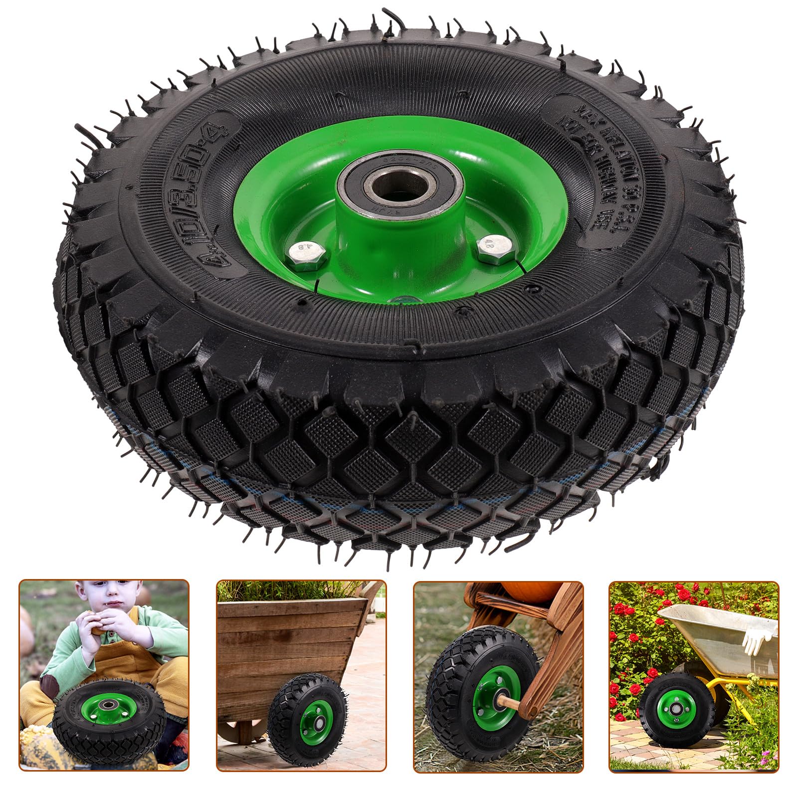 Abaodam Gartenwagenrad Schubkarrenrad Vollgummireifen 10 Zoll Langlebig Pannensicher für Gartenwagen Rasenmäher Transportwagen Sackkarre