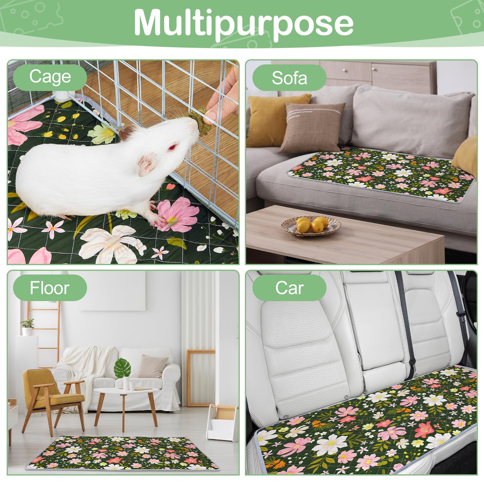 Lot De 2 Tapis Lavables Et Réutilisables pour Cage De Cochon D’Inde, Doublures Absorbantes pour Pipi, Tapis pour Petits Animaux, Lapins Et Hamsters - 5