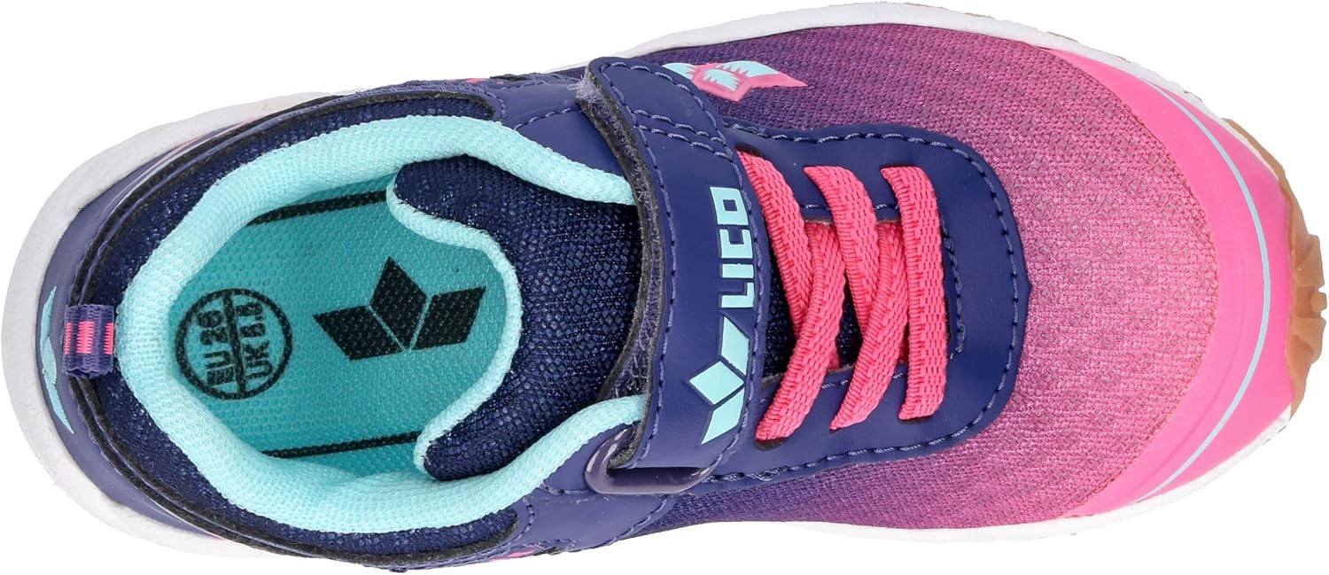 Lico Unisex Children's Barney Vs Indoor Shoes, Pink purple turquoise, 11 Little Kid