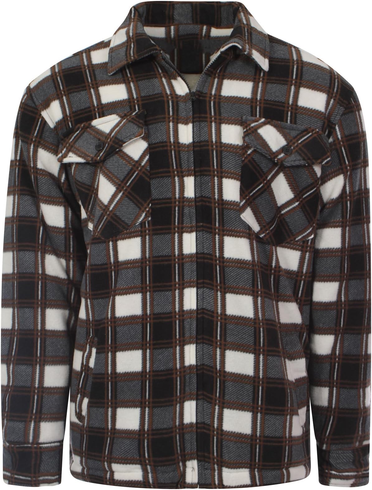 MyShoeStore Unisex Padded Shirts Lumberjack Collared Hooded Flannel Check Jacket Thick Quilted Work Wear Warm Thermal Fleece Fur Lined Top Casual Coat Plus Big Size S-5XL