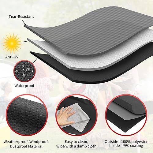 Miniatura 9 de NEXCOVER Funda para parrilla de gas cubierta impermeable para barbacoa de 65 pulgadas, cubierta de barbacoa resistente a los rayos UV, fácil de