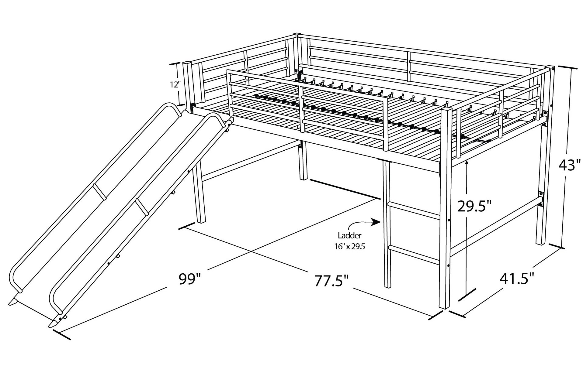 Buy DHP Junior Twin Metal Loft Bed with Slide, Multifunctional Design