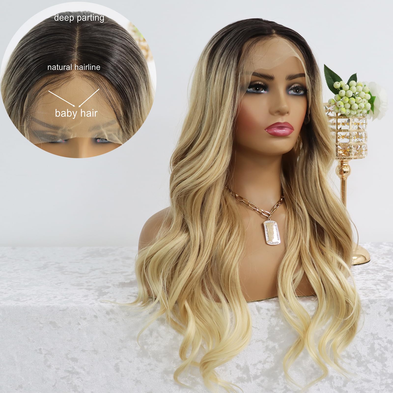 Amazon.com : MACA BAKA Ombre Blonde Lace Front Wig Glueless 