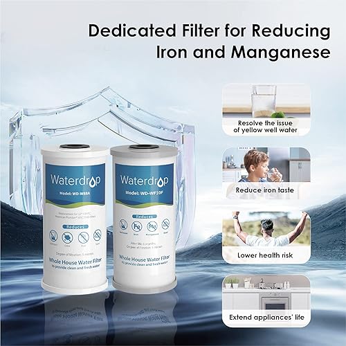 Miniatura 2 de Waterdrop Sistema de filtro de agua para toda la casa WD-WHF21-FG, reduce el hierro, con filtro de agua de sedimentos giratorio WD-PFK, con filtros