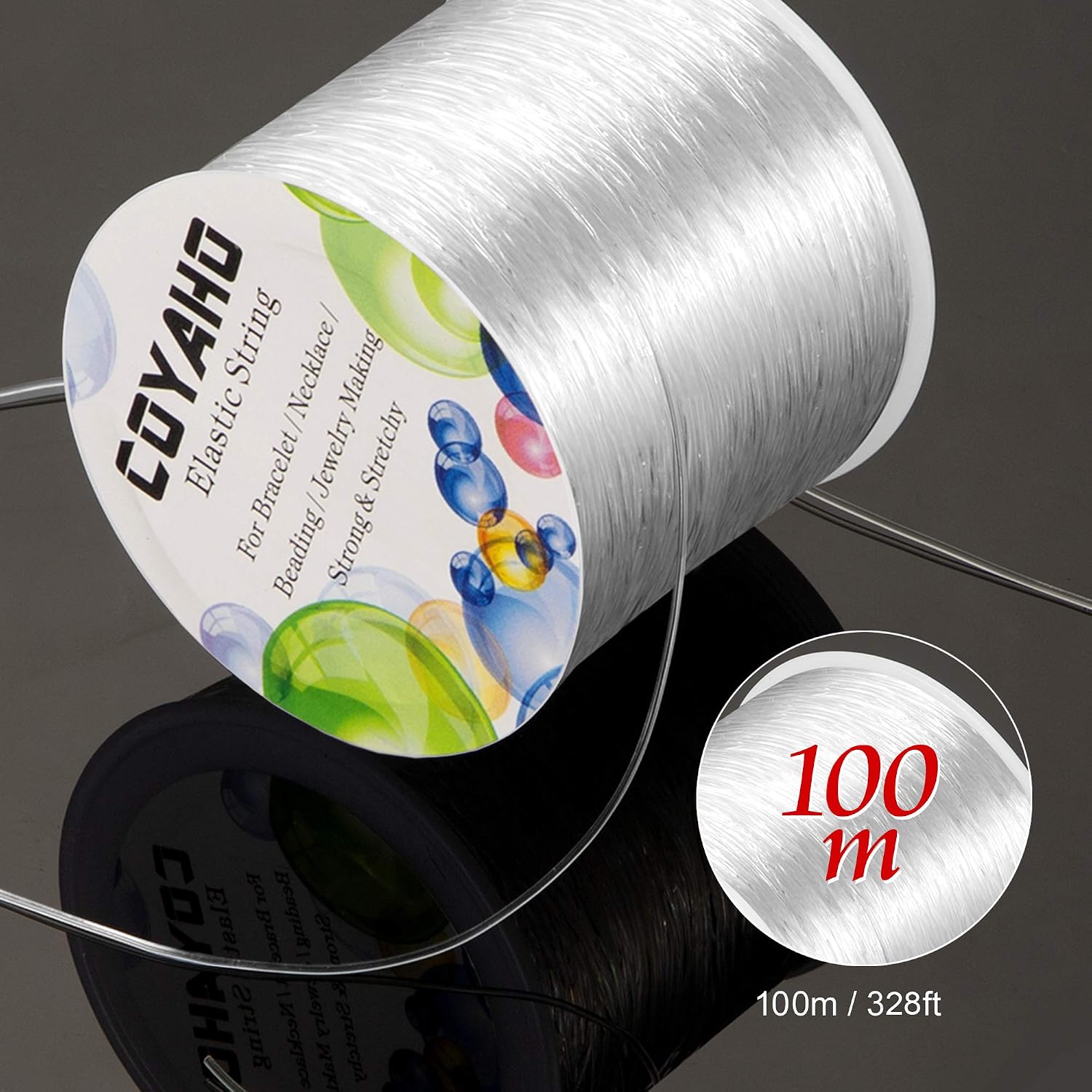 100m/328ft Stretchy String for Bracelets, 1mm Elastic String for Bracelets, Stretch Cord Elastic String for Jewelry Making, Stretchy Bracelet Cord Bead String, Elastic Beading String, White