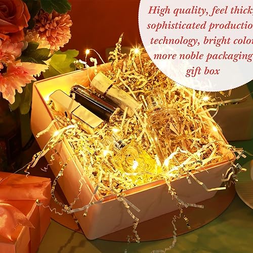 Miniatura 6 de Outus lb Papel de corte arrugado triturado para caja de regalo, papel de pasto de Pascua para bodas, cumpleaños, cajas de envoltura, bolsas (oro