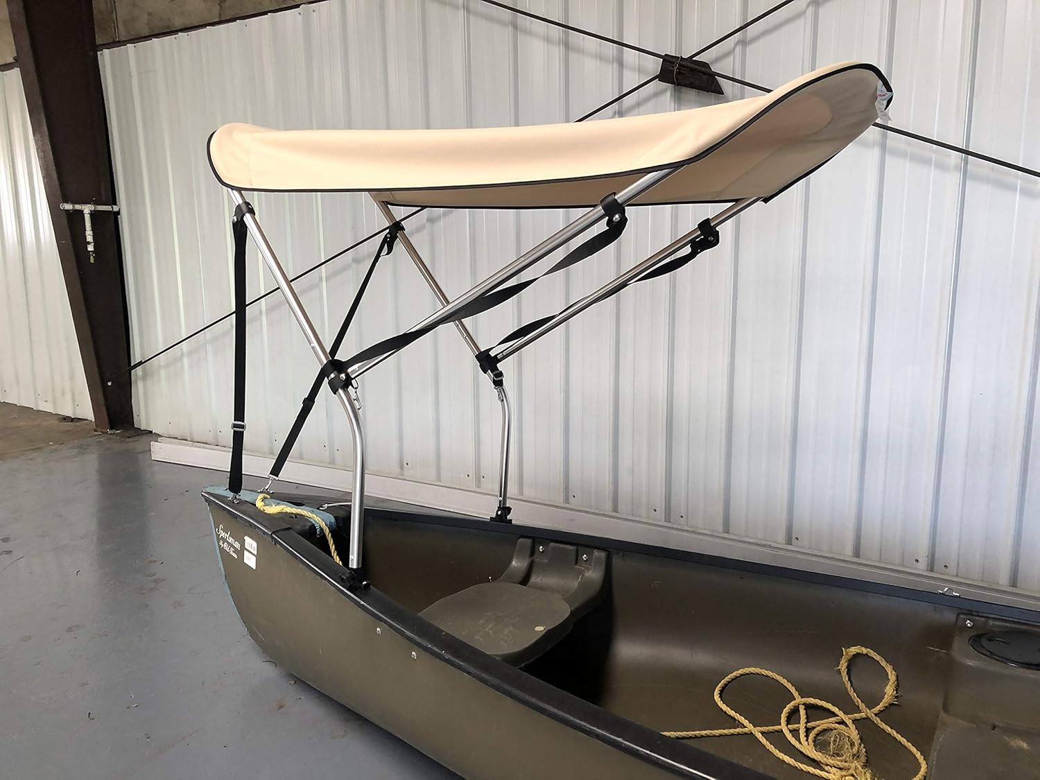 Beige 2' by 5' Sun Shade/Canopy/Umbrella for Canoe/Kayak by Cypress Rowe Outfitters, Blocks UV, Rain