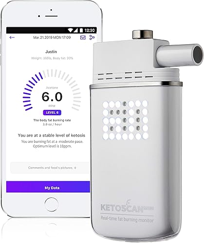 V2 KETOSCAN - Mini medidor de cetona de respiración seguimiento de dieta y fitness  Controla tu metabolismo de grasa nivel de cetosis bajo en