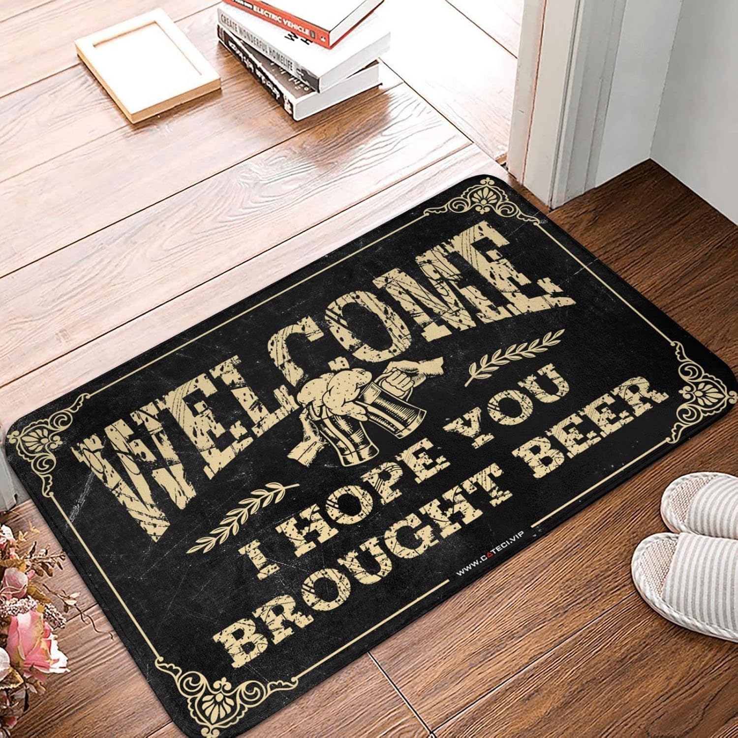 Large Doormats for Outdoor Entrance Welcome I Hope You Brought Beer Mat Door Mats Outdoor Funny Thankful Door Mat(50X80CM)
