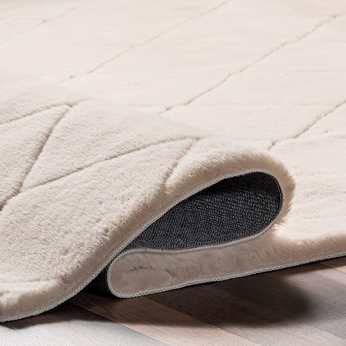 Miniatura 6 de nuLOOM Amy - Alfombra casual de conejo sintético lavable a máquina, 5 x 8 pulgadas, color beige