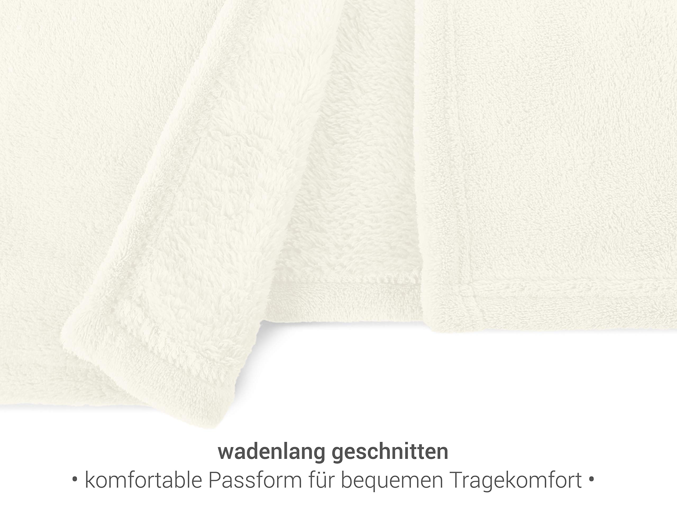 npluseins extra weicher Kapuzen-Bademantel aus Kuschelfleece - in modernen Farben und verschiedenen Größen - unisex & wadenlang, S, weiß
