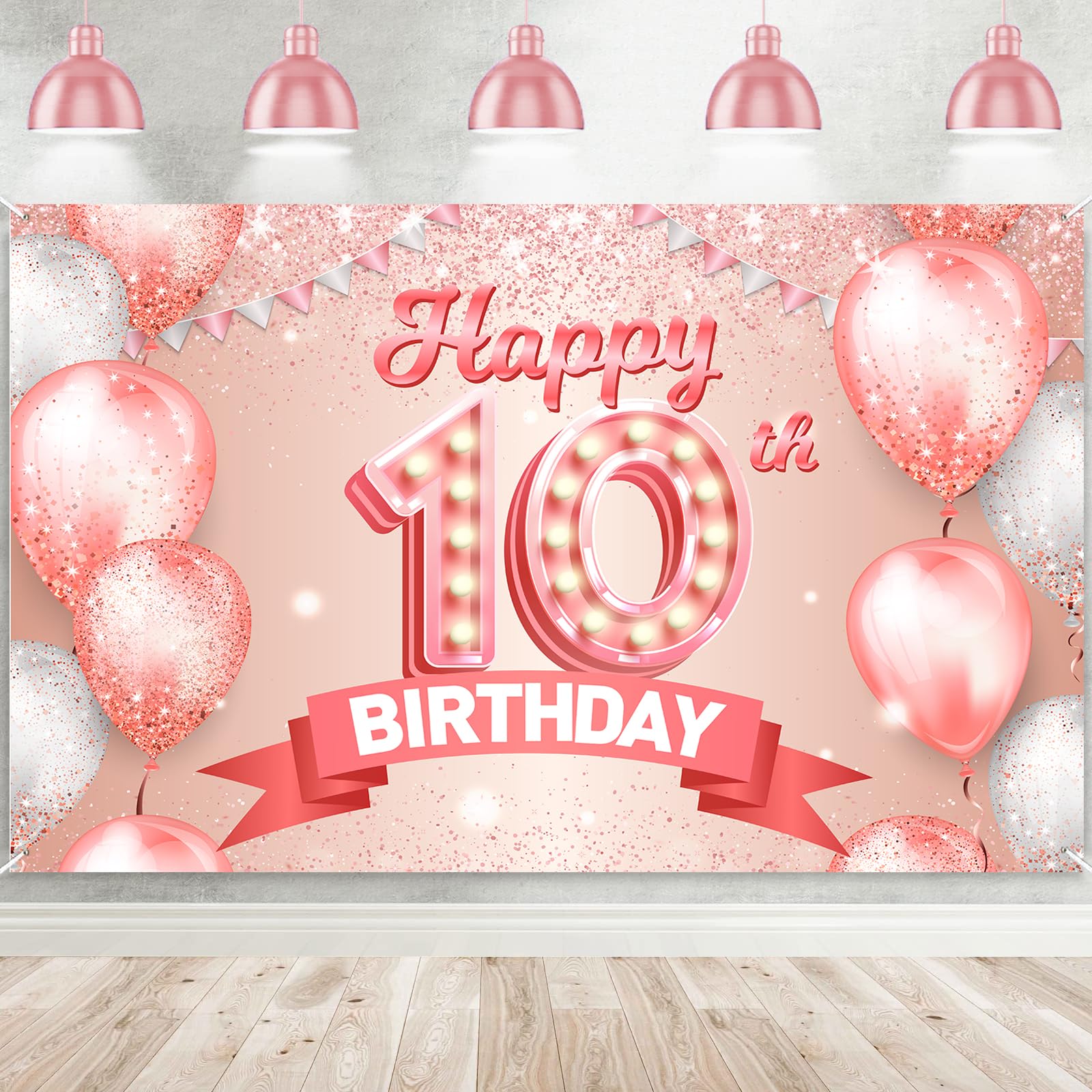 Amazon.com: Happy 10th Birthday Rose Gold Banner Cheers to 10 Years Old