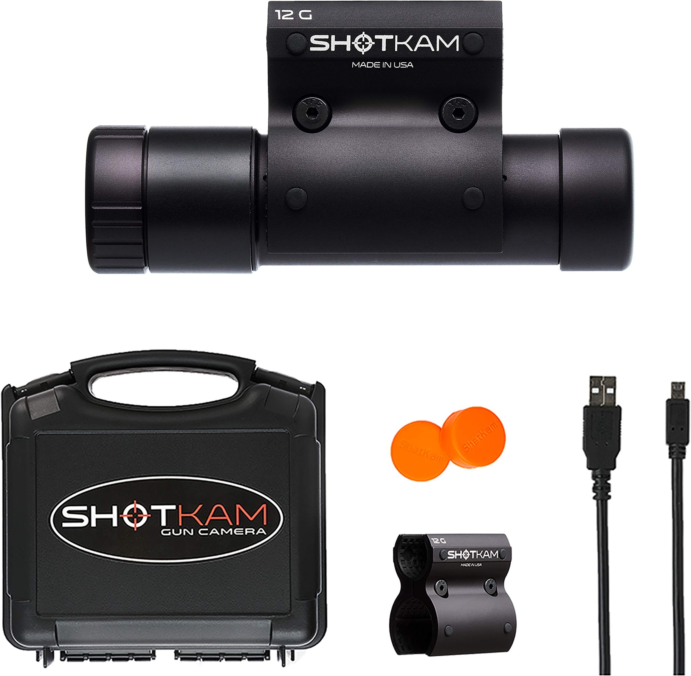 ShotKam 12-Gauge Model (3rd Gen) - Digital Action Camera with Mounting Bracket for Clay Target Sports and Hunting, Black