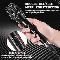 Vista 5 de Micrófono con cable para canto, micrófono vocal dinámico profesional de karaoke de mano, micrófono de estudio cardioide, 16.4 pies XLR y 6.35 MM