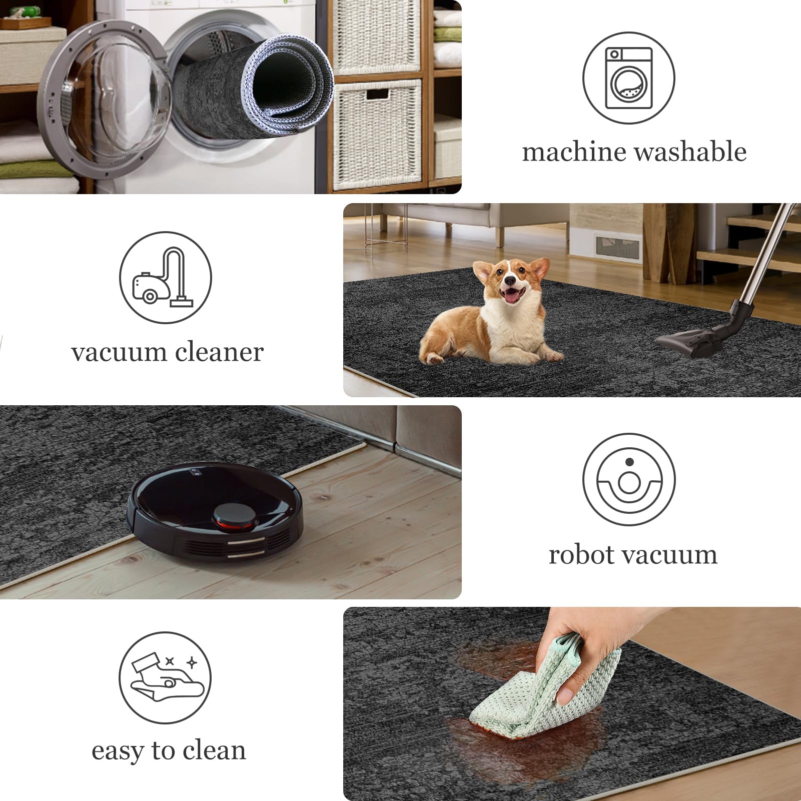 Tapis Couloir Long Antidérapant Lavable Tapis Cuisine Devant Evier 100 x 400 cm Tapis Entrée Intérieur Tapis Cuisine Absorbant Tapis de Passage pour Cuisine Entrée Chambre Salle de Buanderie Noir
