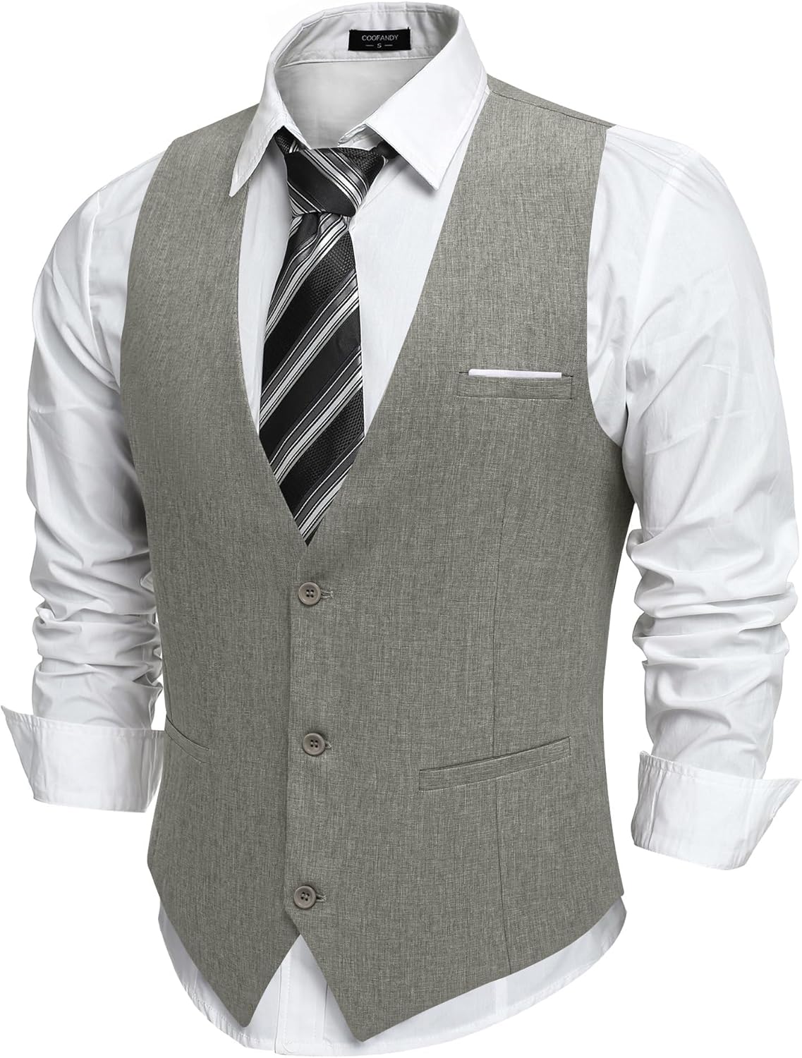 COOFANDY Men's Suit Vest Slim Fit Casual Business Vests Lightweight V-Neck Formal Dress Waistcoat for Wedding Prom