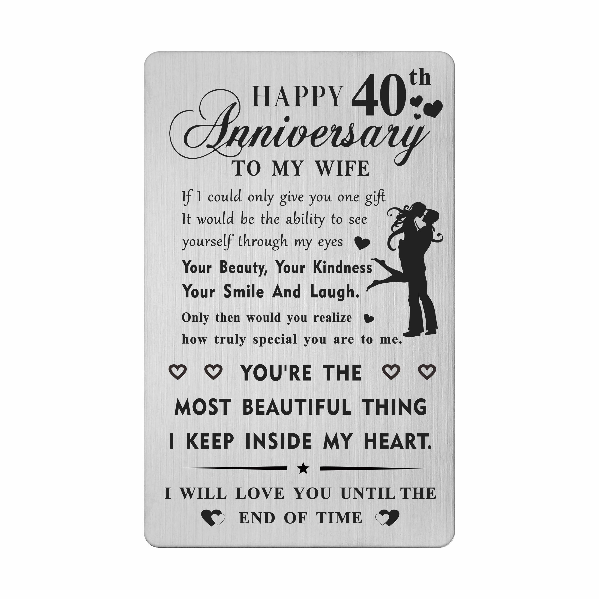 HYHYDHP 40th Wedding Anniversary Card Gifts for Wife - Happy 40 Year Anniversary Card for Her Women, Silver, 3.35x2.13x0.02 inch