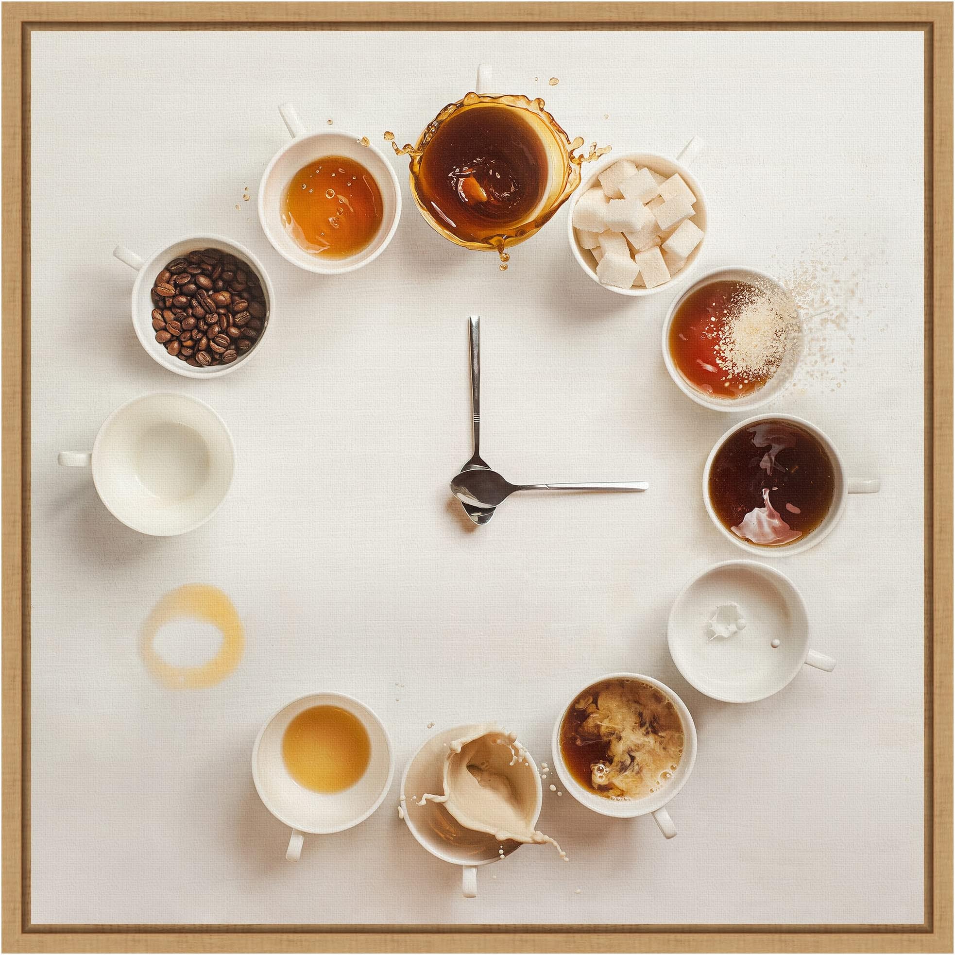 Framed Canvas Wall Art 16x16 It's Always Coffee Time by Dina Belenko, Framed Wall Art Canvas, Cuisine Artwork, Modern Contemporary Decor, Small Poster Painting for Living Room, Bedroom