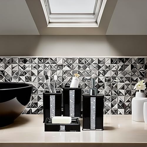 Miniatura 4 de Juego de 4 accesorios de baño, set de regalo de cerámica, dispensador de jabón, soporte para cepillos de dientes, vaso y jabonera, decoración del