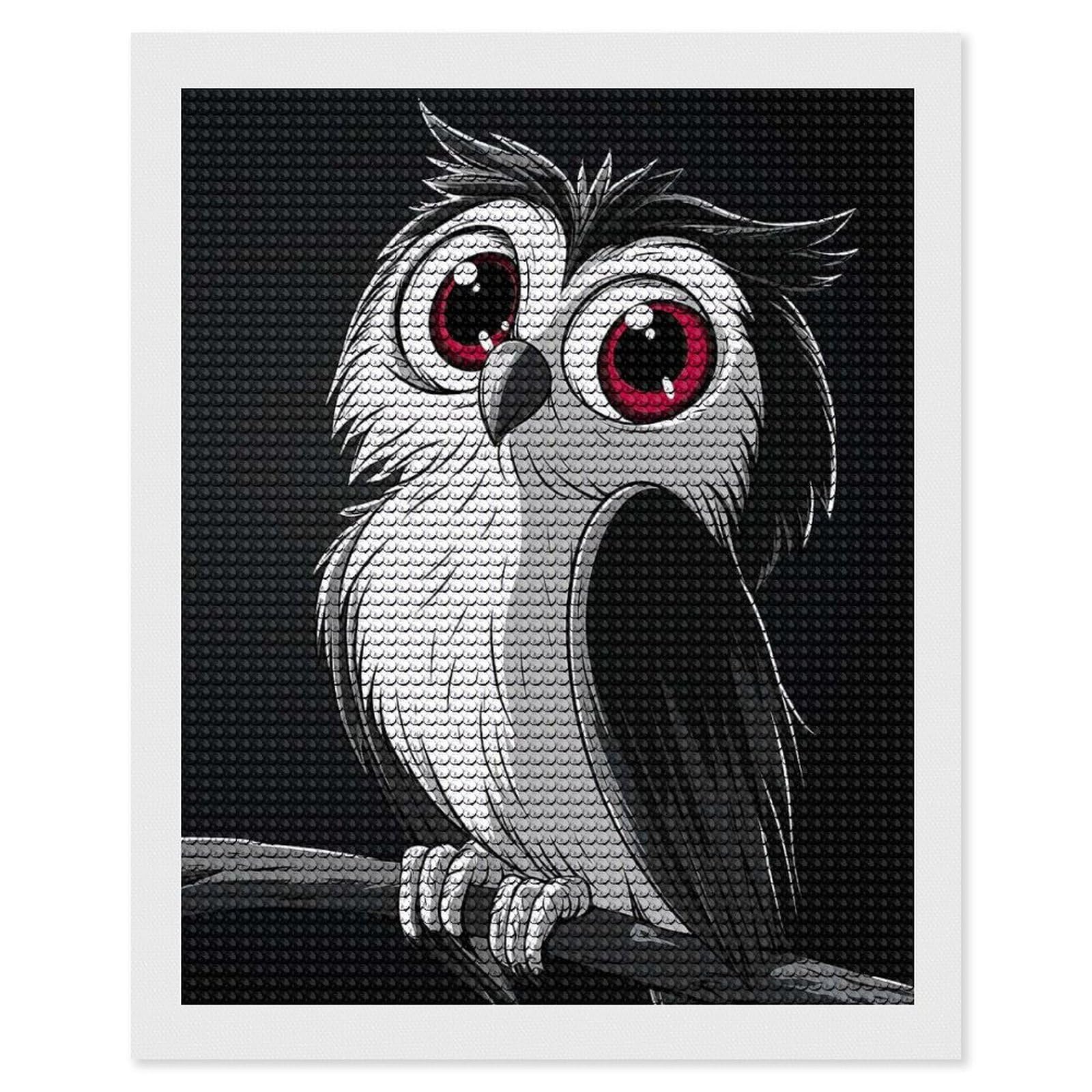 Junmoney Cartoon Owl with Big Eyes Diamond Art Canvas 16"x20", for Adults, Pleasing Wall Art Project, Modern Decor, Gift Idea, Nice Detail and Sparkle