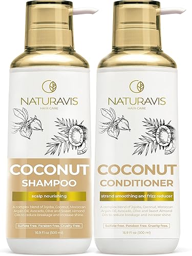 Juego de champú y acondicionador de aceite de coco y jojoba tratamiento hidratante intenso sin sulfatos y parabenos para hidratar tu cuero cabelludo