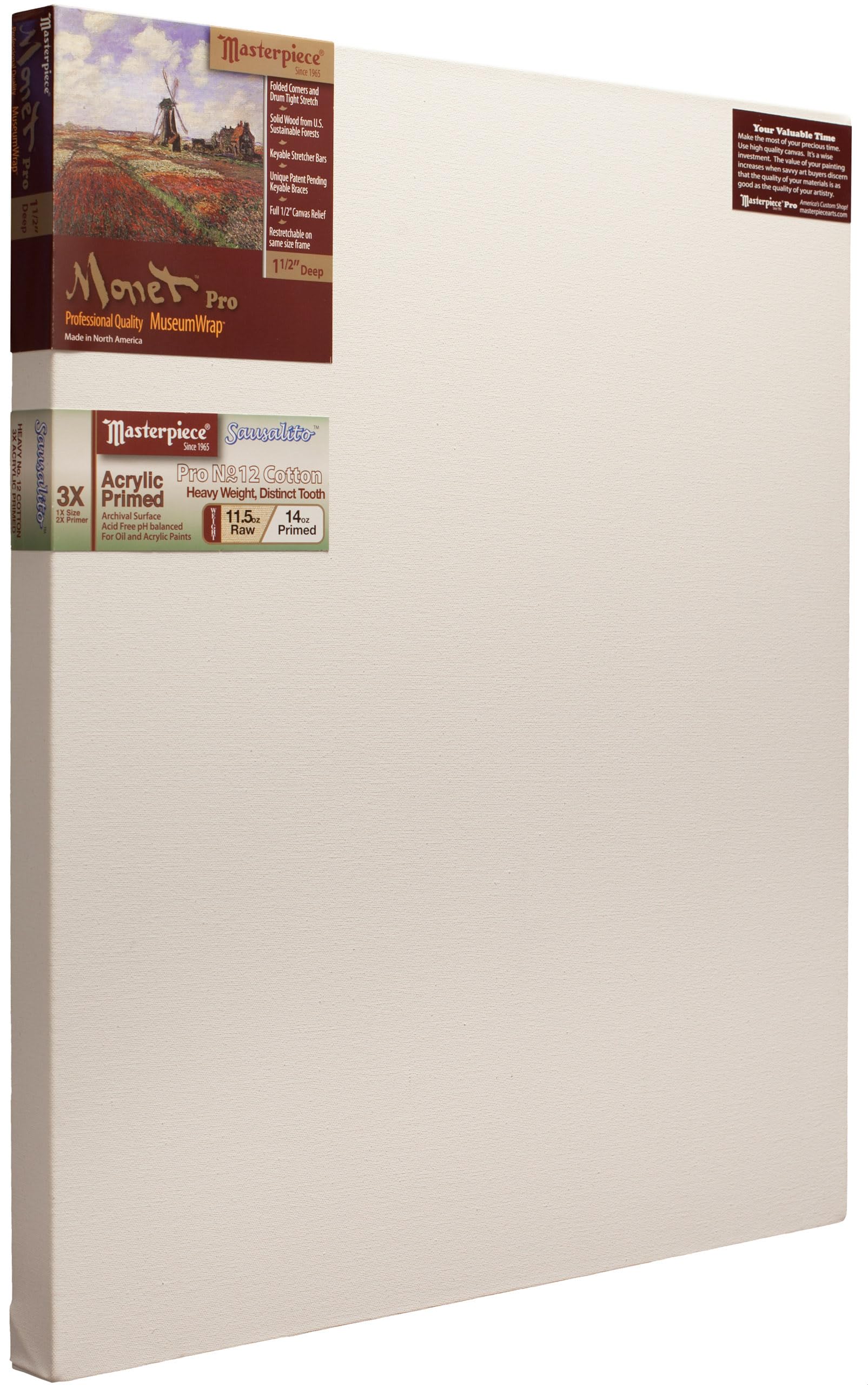 Photo 1 of Masterpiece ZSMS-2448 Monet Pro 1.5" Deep Sausalito Heavy Weight and Texture 14 oz Cotton Stretched Artist Canvas 24" x 48"
