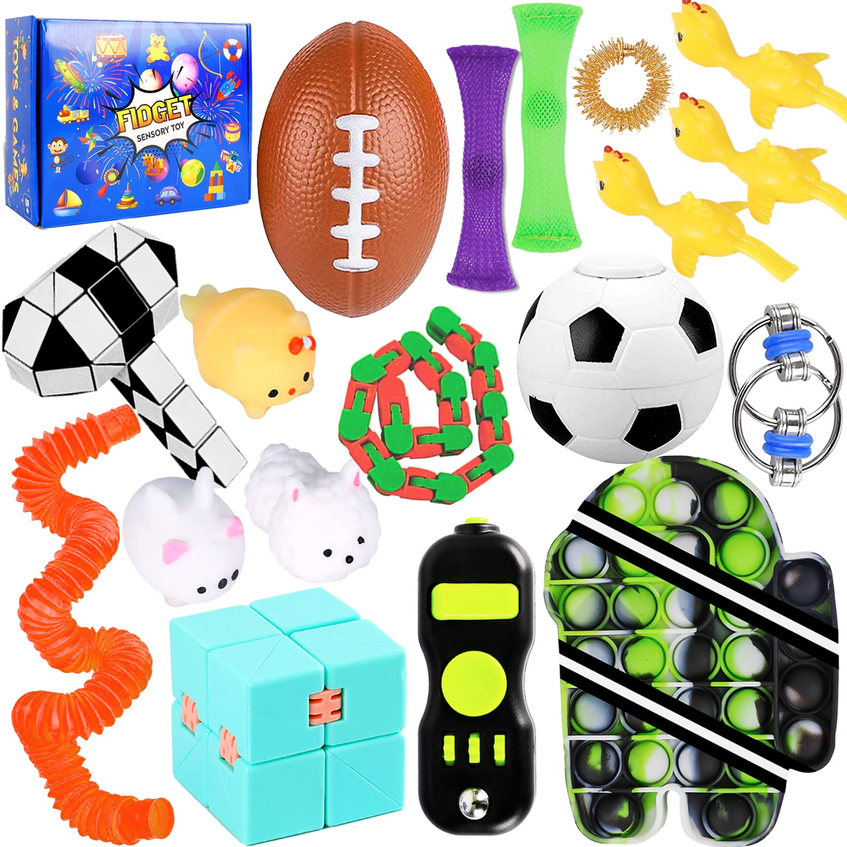 Pop Sensory Toys Stuffers Packs for Toddler Kids Girls Boys Adults Stress & Anxiety Relief Bulk Party Favor Stuffers Autistic ADHD Toy for Class Prize 18 PCS from Daughter Wife Son