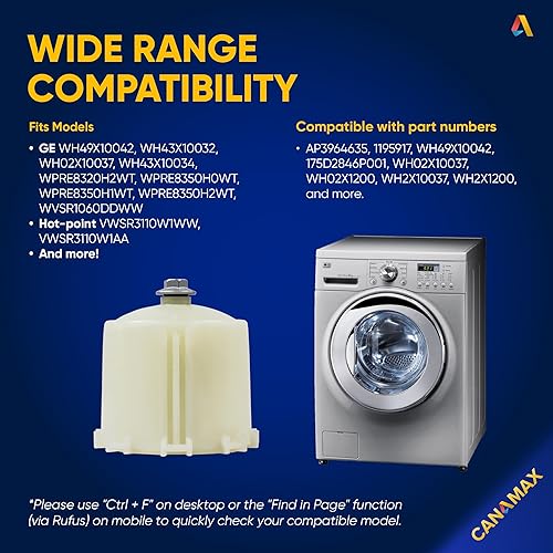 Miniatura 5 de Canamax WH49X10042 Kit de acoplamiento para agitador de arandela, compatible con arandelas GE y Hotpoint, reemplaza a AP3964635 1195917 175D2846P001