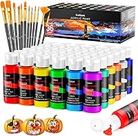Caliart Acrylic Paint Set: 36 Colors (2oz/59ml) with 12 Brushes - Non-Toxic Art Supplies for Canvas, Wood, Rock, Ceramic Painting Beginners Adults