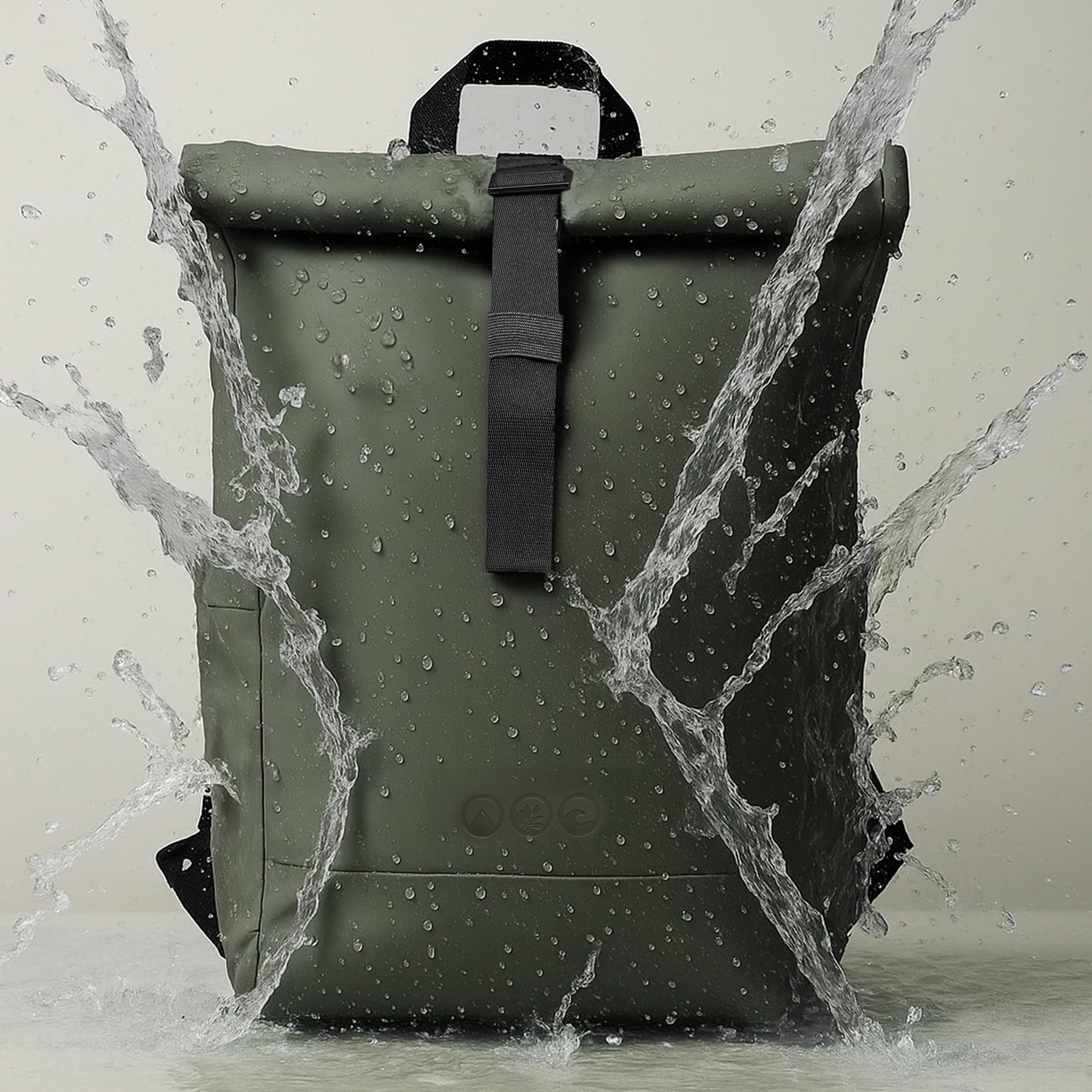 Rolltop plecak HOLU duży z materiału pochodzącego z recyklingu, kieszeń na laptopa i walizka na kółkach dla kobiet i mężczyzn, idealny jako bagaż podręczny lub plecak dzienny, odporny na działanie