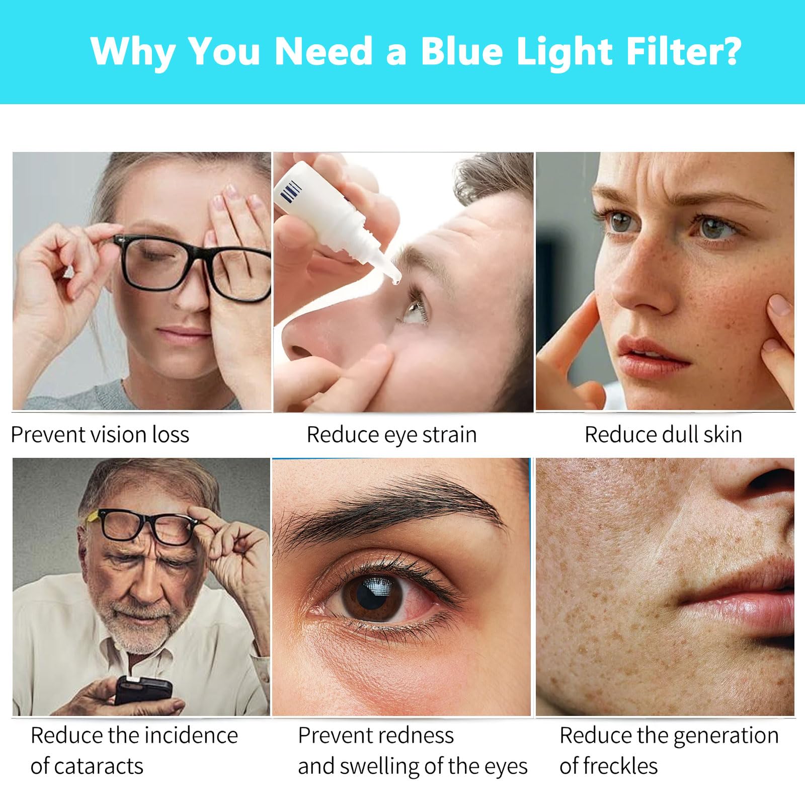 Protector De Pantalla Para TV Con Filtro De Luz Azul, Lámina Mate Resistente A Los Arañazos,Filtro Bloqueador De Luz Azul Fácil Instalación,55" 1211x682mm
