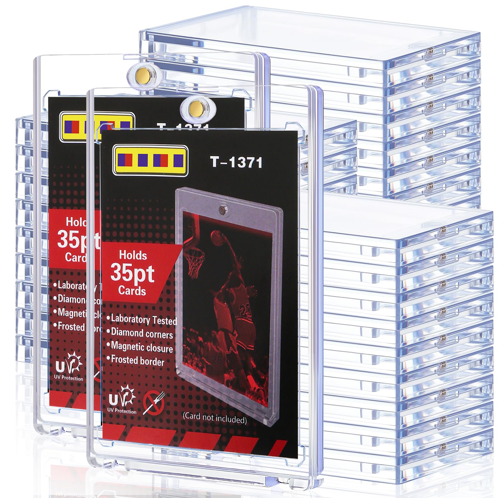 50ct Magnetic Card Holders for Trading Cards, 35pt Hard Cards Sleeves Case